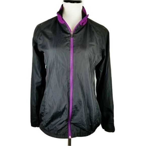Xersion Athletic Workout Jacket Women's Small Black Purple Mesh Lining - Picture 1 of 8